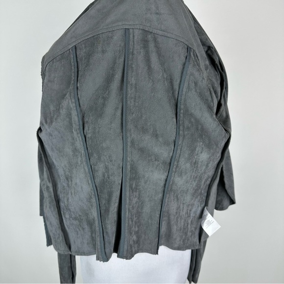 Kut From The Kloth Tayanita Gray Cascade Collar Faux Suede Jacket Size Small - Picture 13 of 14